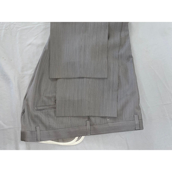 Hugo Boss Sharp1 US Flat Front Wool Dress Pants, Slacks. Gray Stripe, 33X30 Read - Picture 3 of 10